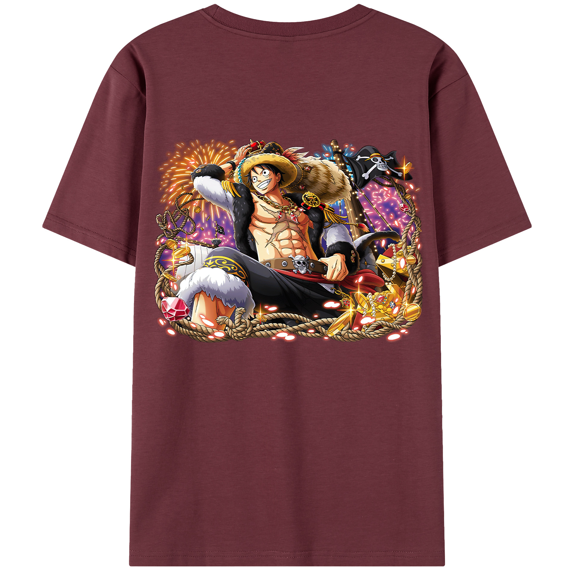 ワンピース モンキー・D・ルフィ ONE PIECE Monkey D. Luffy 綿100％半袖Tシャツ（背面プリント）